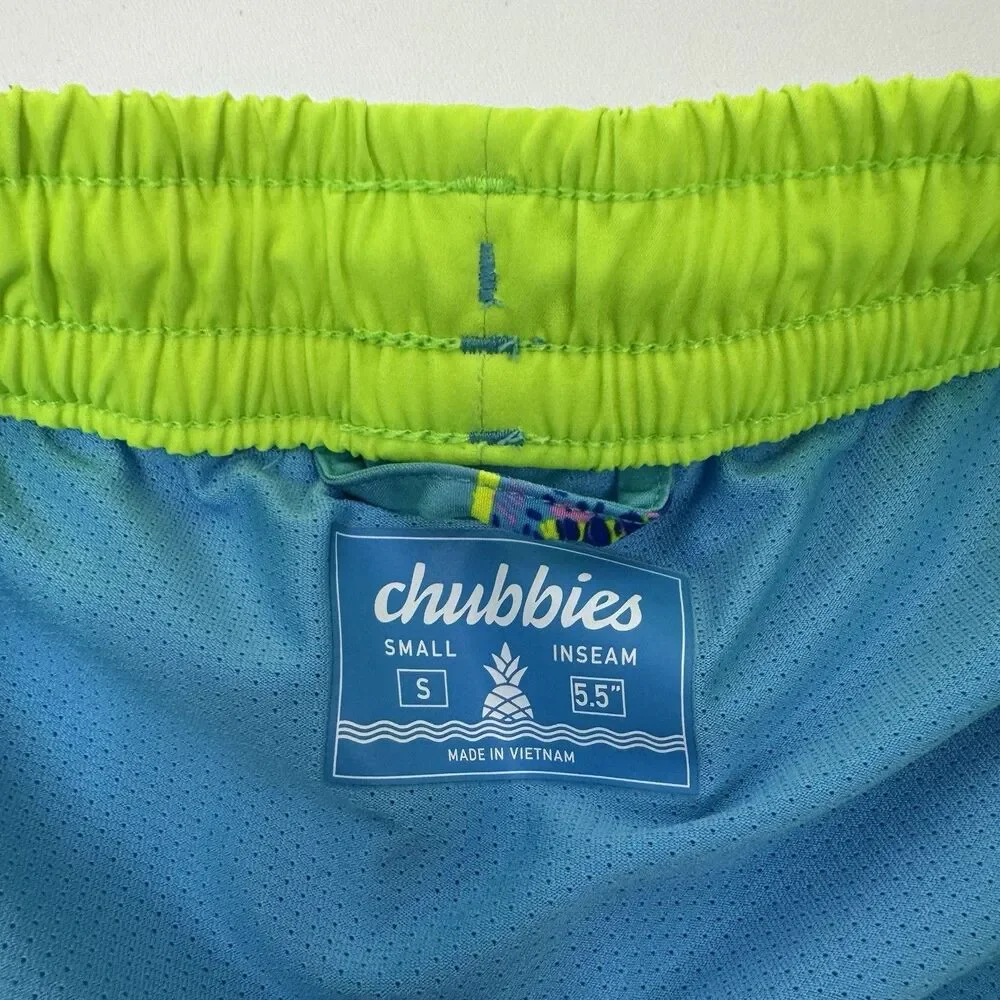 Chubbies Swim Trunks Mens 5.5 Inch Blue Pink Dino Brief Mesh Liner Small - Picture 4 of 9